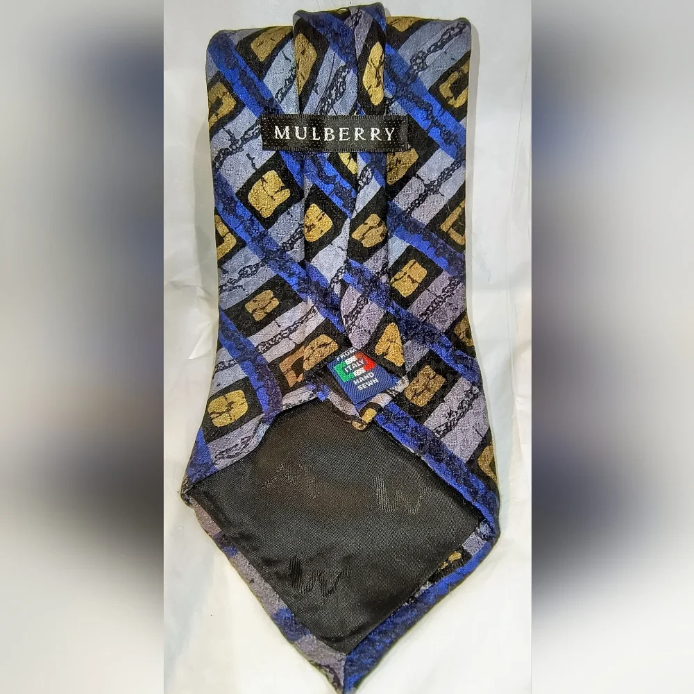 MULBERRY - 2 Mulberry Geometric Pattern Ties & 1 Thai Silk Tie Bundle‎